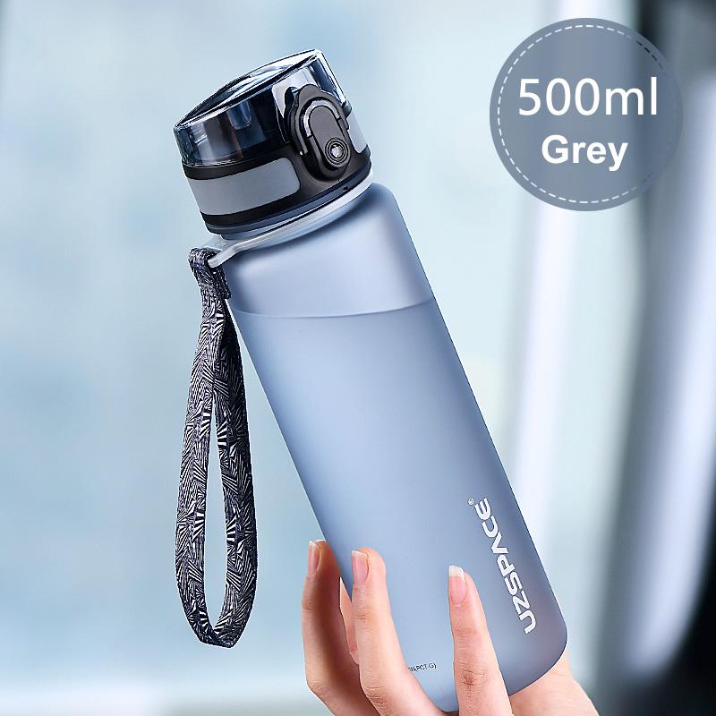 UZSPACE Sports Water Bottle BPA Free 500/1000ml Tritan Frosted Plastic Leakproof Shaker Tea Filter Cup For Outdoor Travel