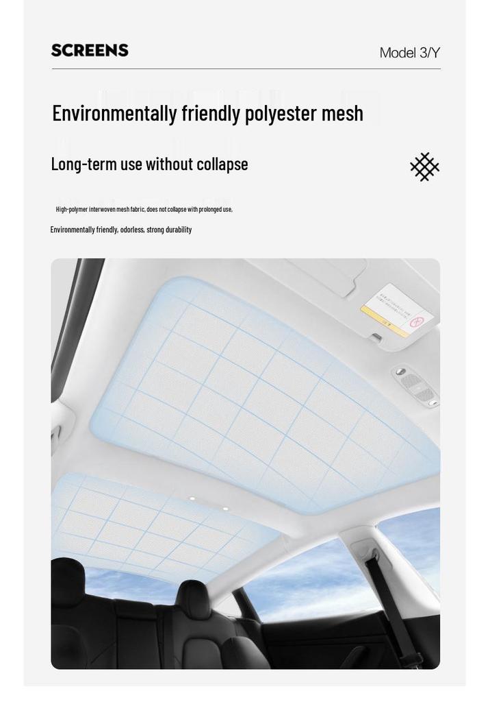 Tesla Model 3 & Model Y Facelift Panoramic Sunroof Sunshade Visor Top Film.