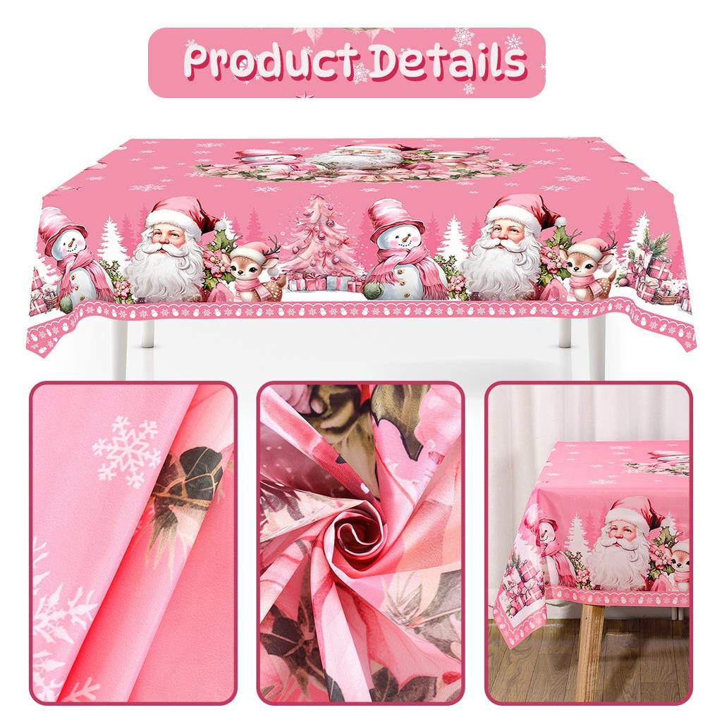 Pinke Frohe Weihnachten Weihnachtsmann Tischdecke Winter Weihnachten Hochzeitsfeier Deko Esszimmer Tischdeko Navidad Dekorationen 2025