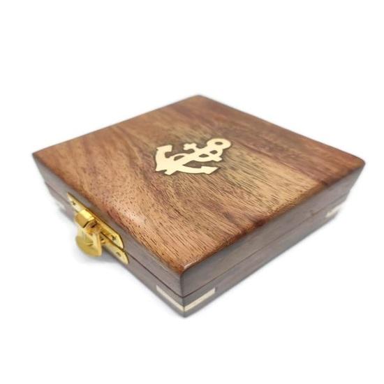 Taschenkompass aus antikem Messing mit Holzbox „To My Son“-Kompass, 5,08 cm, nautischer Vintage-Kompass mit Gravur, gerichteter magnetischer Taschenkompass, Geschenk