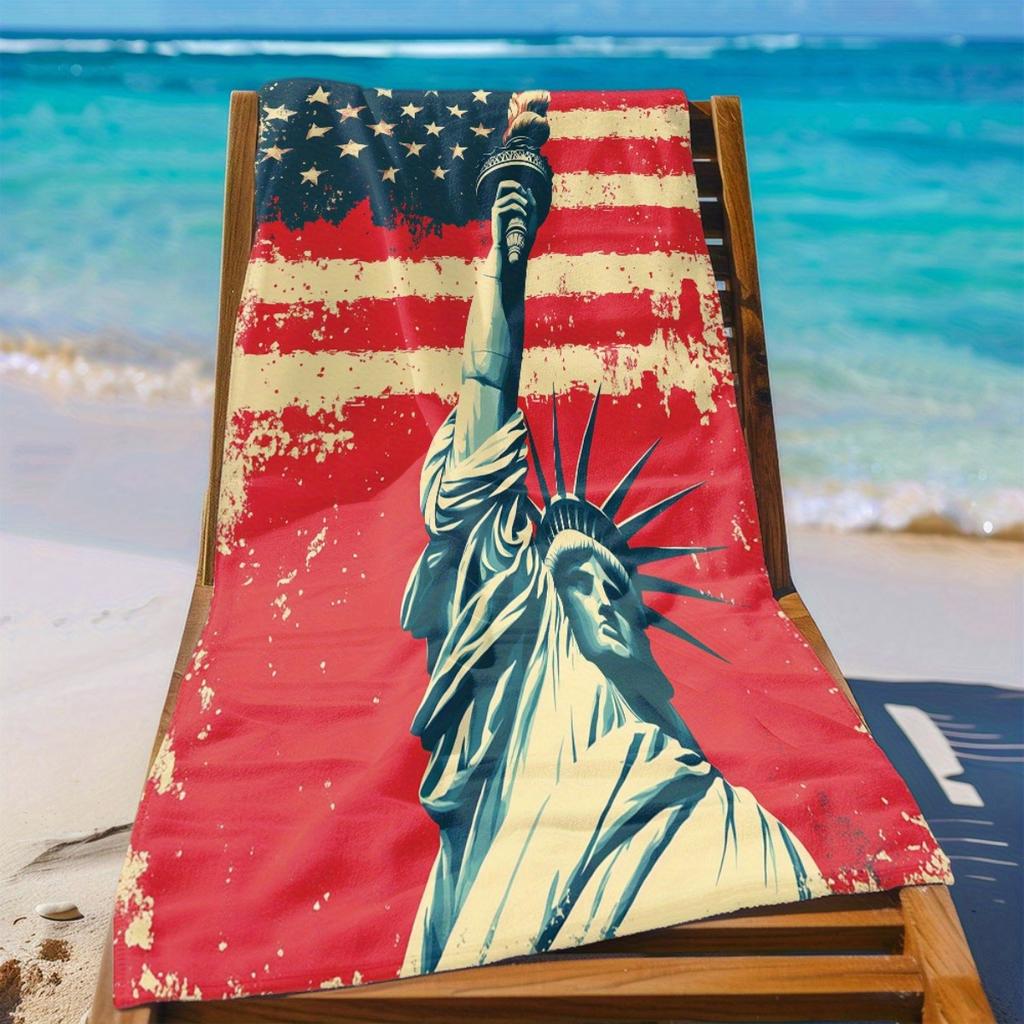 Statue of Liberty Beach Towel, Lightweight Portable for Swimming Pool Yoga Travel Outdoor Beach Essential Accessory