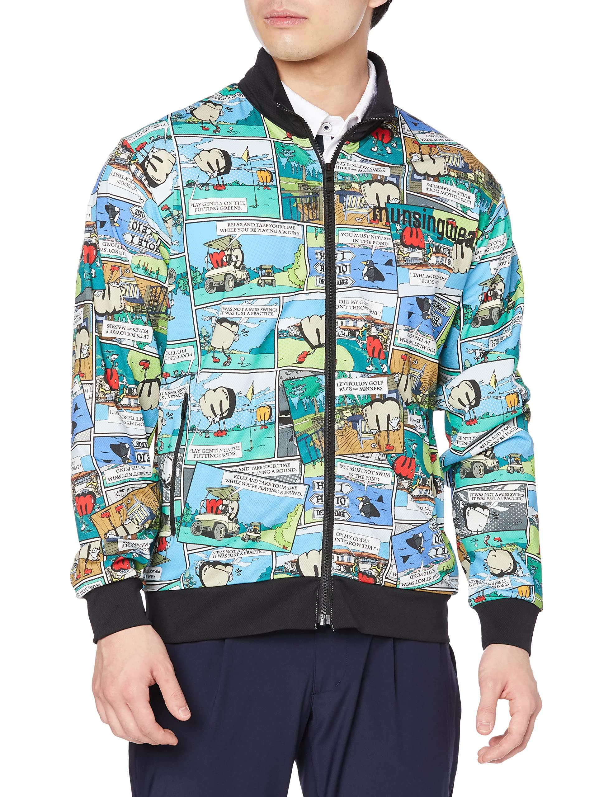 

Jacket Sweat Absorbent Quick Drying Stretch Comic Pattern Mesh Outerwear Golf MEMVJL50 BL00 Equivalent to Japanese Size L [Munsingwear] [ENVOY] M-Boy