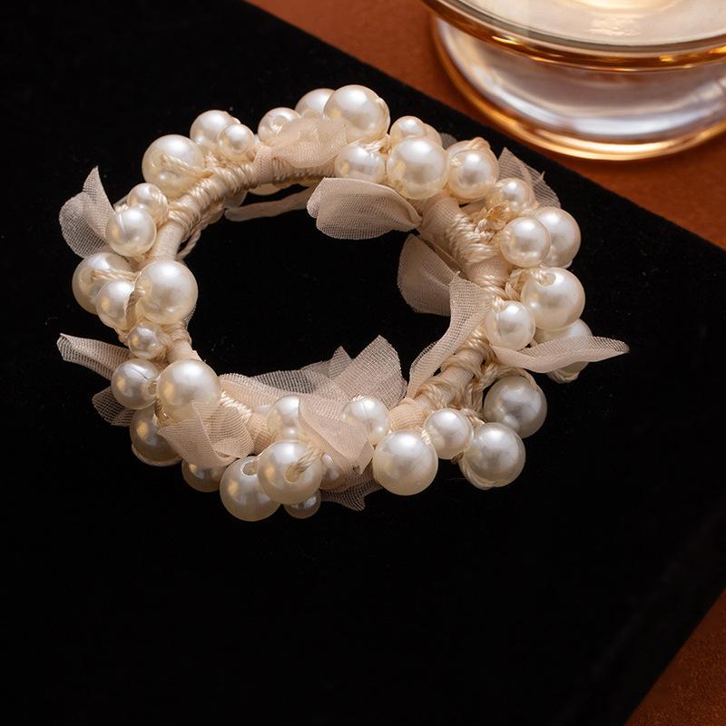 Temperament Imitation Pearl Headdress Bracelet Dual-Purpose Beaded Hair Rope Sweet High-End Hair Accessories Women'S Headdress