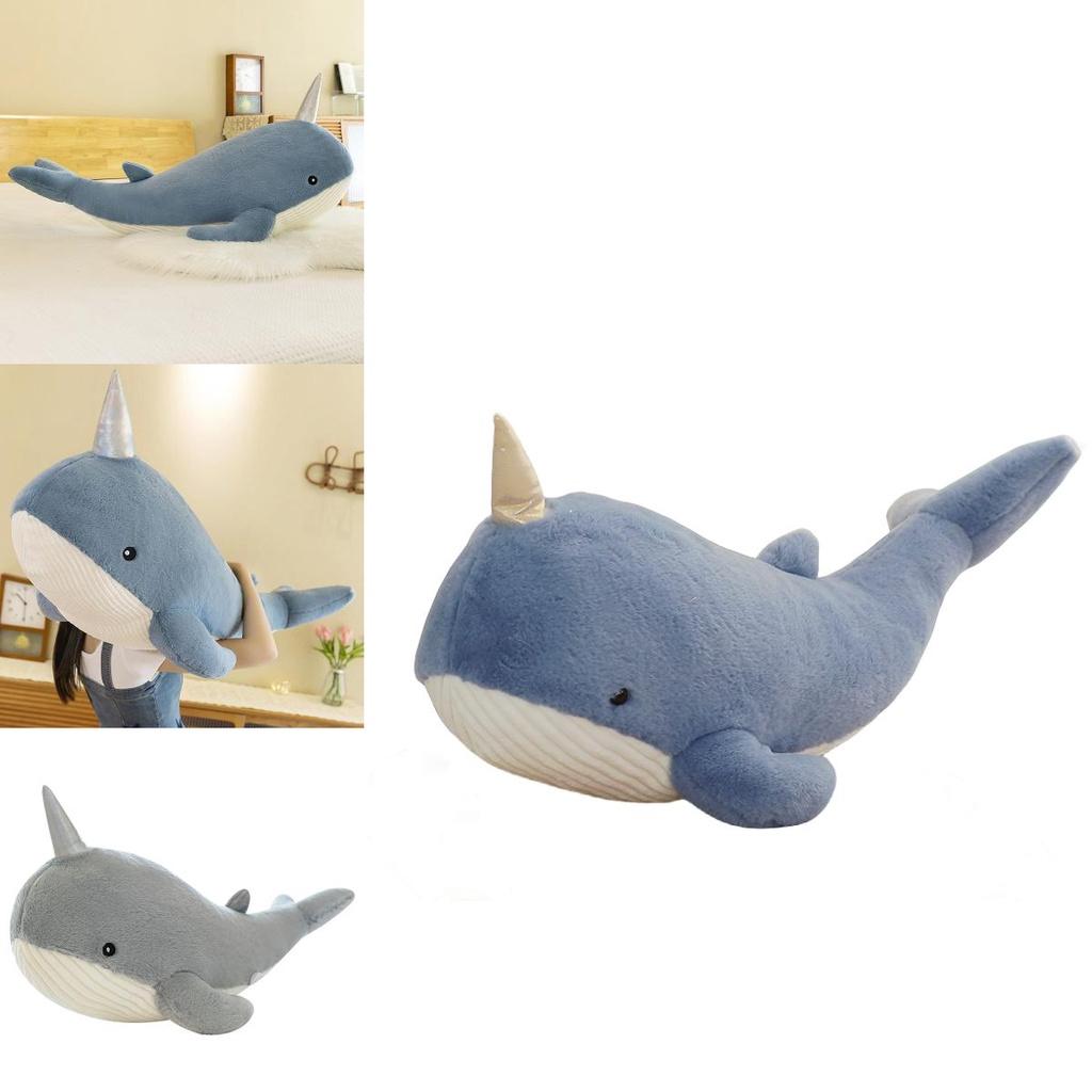 Cute Whale Plush Toy Pillow For Girls Soft And Cozy Stuffed Animal Doll For Bedtime Leg Support Grey