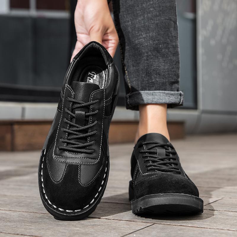 Male Casual Leather Shoes Mens Fashionable Lace Up Flats Shoes Leisure Office Shoes Business Formal Shoes