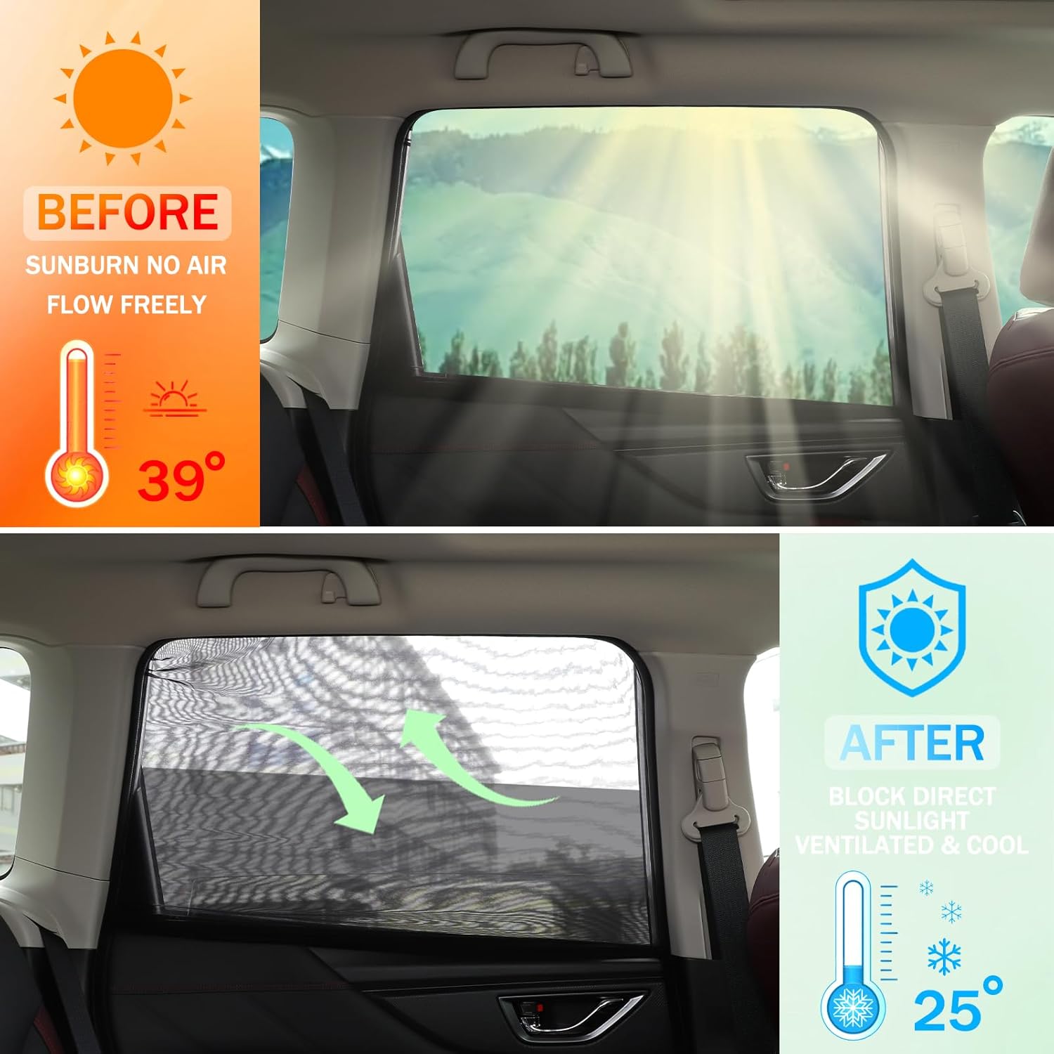 

100% Protection from Bugs Compatible with Subaru Forester 2013-2024 Shade Breathable Mesh Car Curtains Door/Window Net Car Window Screens for