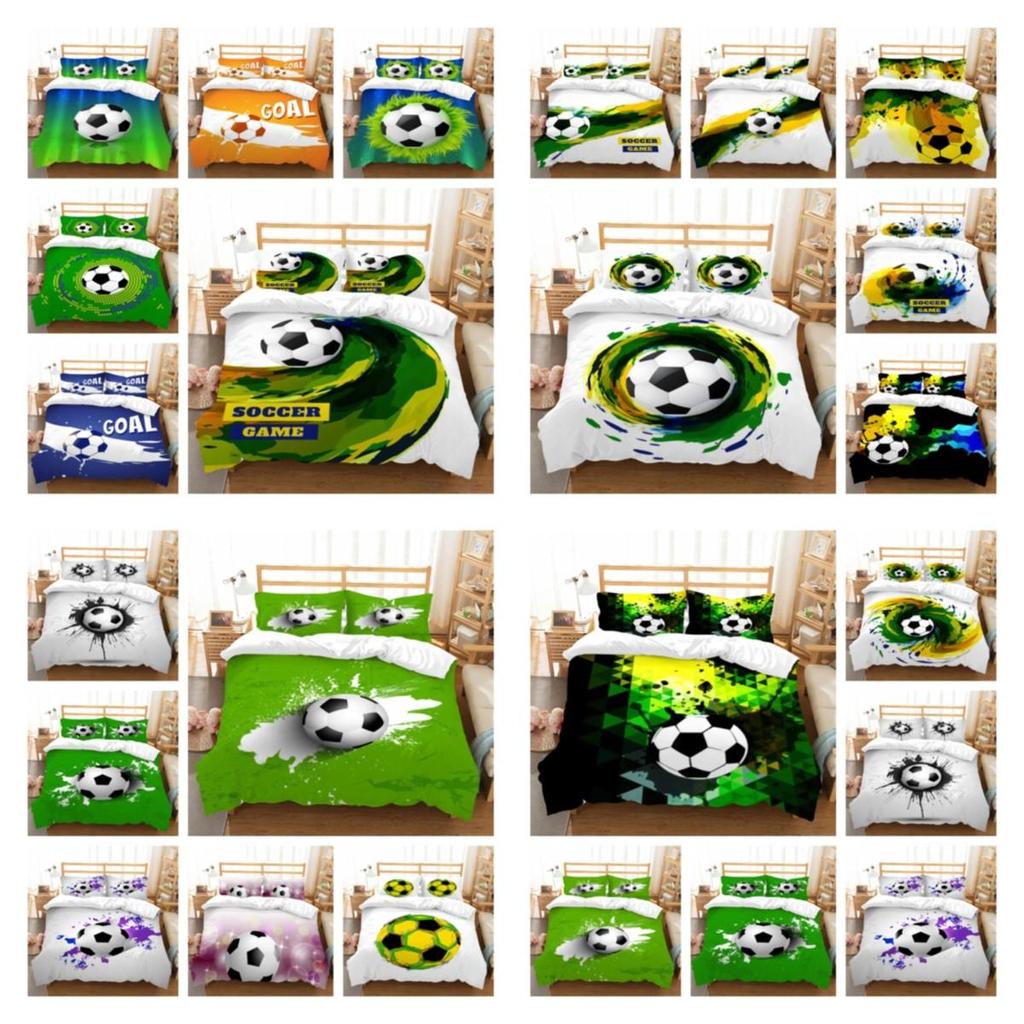 Kreatives Muster-Bettbezug-Set, 3D-Fußball-gedrucktes Heimbettwäsche-Set, Junge, Mann, Einzelbett, Doppelbett, atmungsaktives Bettbezug-Set