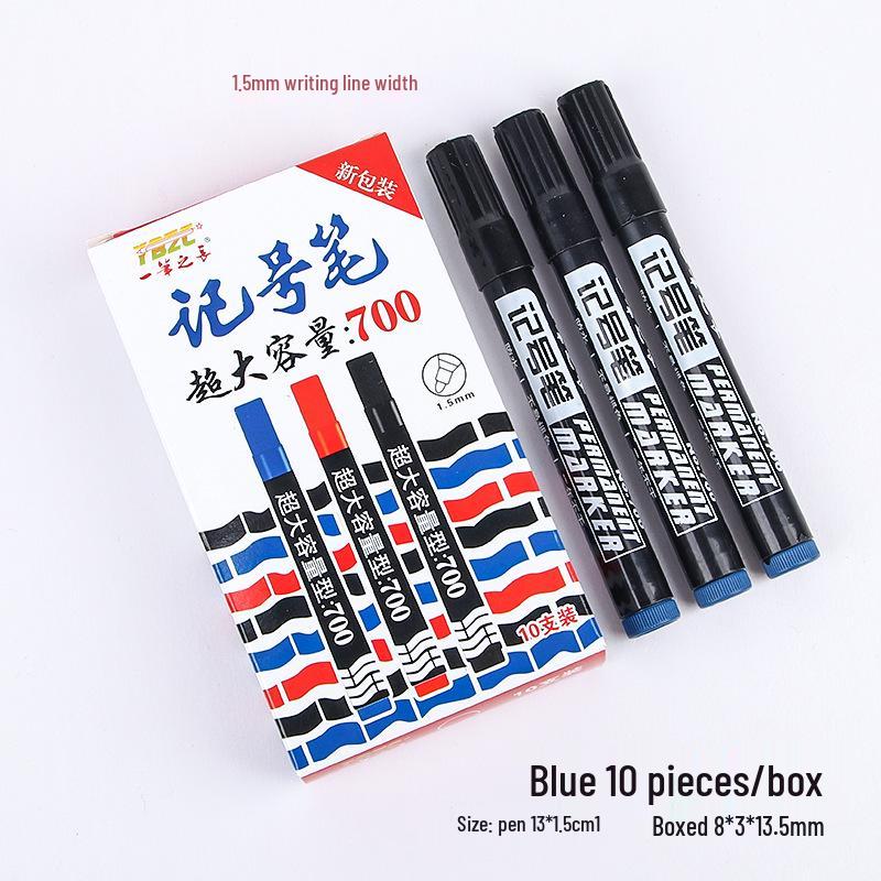 Refillable 700 Extra Bold Oil-Based Marker, Quick-Drying, Large Capacity, Big Tip, Blue/Black Pen