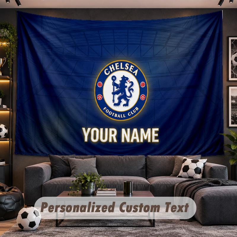 Chelsea FC Personalized Tapestry Support Custom Name, Wall Art Home Decoration