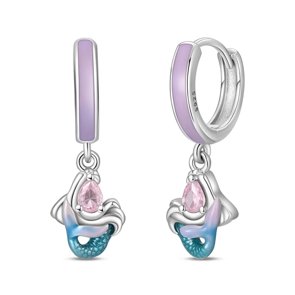 925 Silber Sexy Hängende Ohrringe Schmetterling Schleife Herz Blume Muschel Perle Edelstein Bling Set für Damen Ohrstecker Geschenk Feiner Schmuck