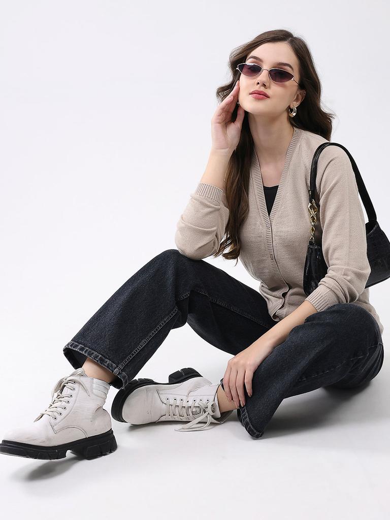 MONTE CARLO Womens Regular Fit Solid Cardigan