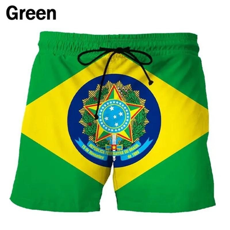3D-Druck Brasilien Flaggenmuster Badeshorts Für Männer Sommer Mode Lässig Boardshorts Herren Outdoor Sport Fitnessstudio Schwimmhosen