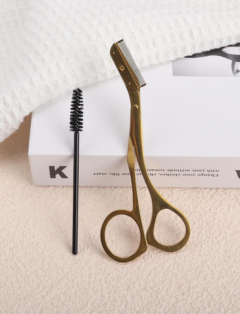 Stainless Steel Eyebrow Scissors & Razor Set with Comb for Beginners