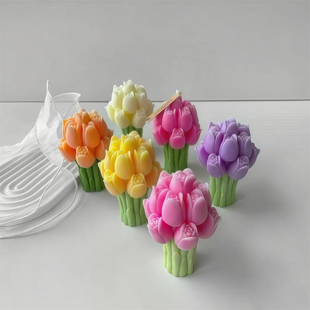 3D Tulip Bouquet Candle Silicone Mold Soap Resinous Molds DIY Birthday Gift Mother's Day Candle Craft Mold
