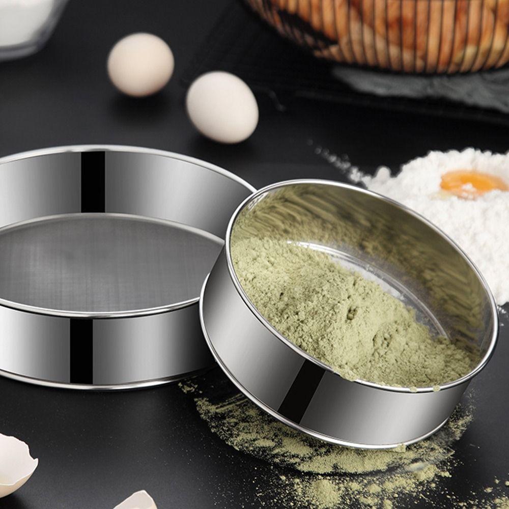 Silver Flour Sieve Round Flour Sifting Sieve Household Handhold Strainer Sifters  Kitchen Supplies