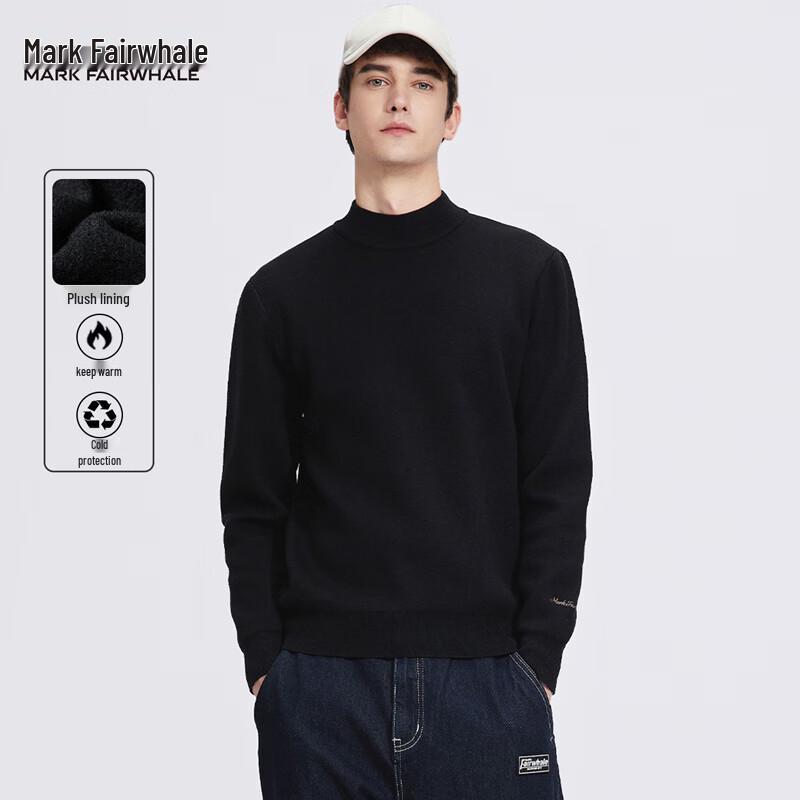 Mark Fairwhale Men s Fleece-Lined Embroidered Half-Turtleneck Sweater L (175)