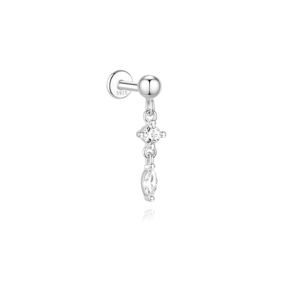 CANNER 1PZ Occhio di Cavallo Testa Piatta Filettato Perforazione Osso Auricolare Donna Argento 925 Ins Stella Fiore Geometria Zircone Orecchino a Lobo