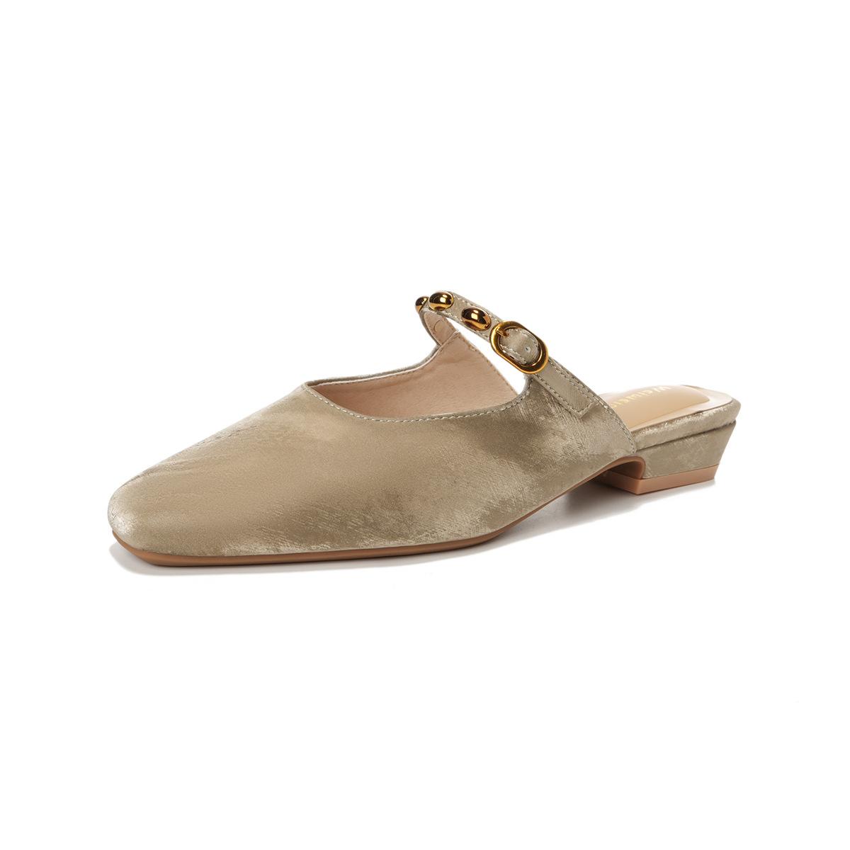 

Fashion Women s Half Drag Summer Breathable Square Head Buckle Strap Sandals Outdoor Fashion Slip on Lightweight Comfortable Slipper 43 шампанского