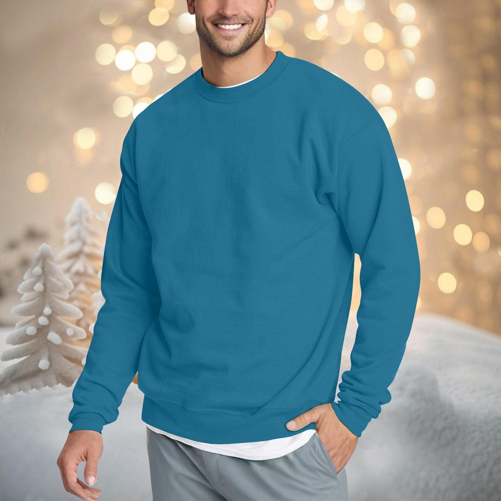 

Мужская повседневная мода, удобная однотонная толстовка с круглым вырезом, свитшот S