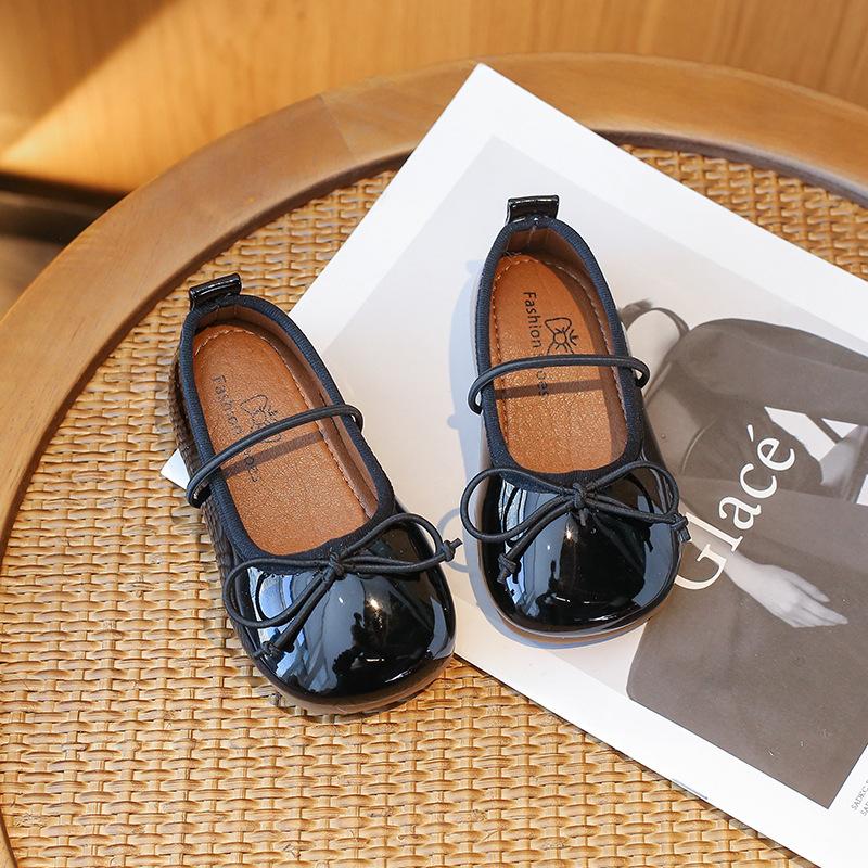 Girls Korean Style Bow Decorated Princess Leather Shoes