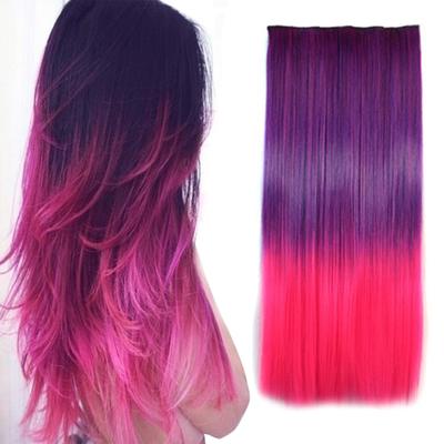 Colorful Straight Hair Extensions Rainbow Multi-Color Clip In Synthetic Long Hairpiece Party Highlights Clip In Hair Extensions
