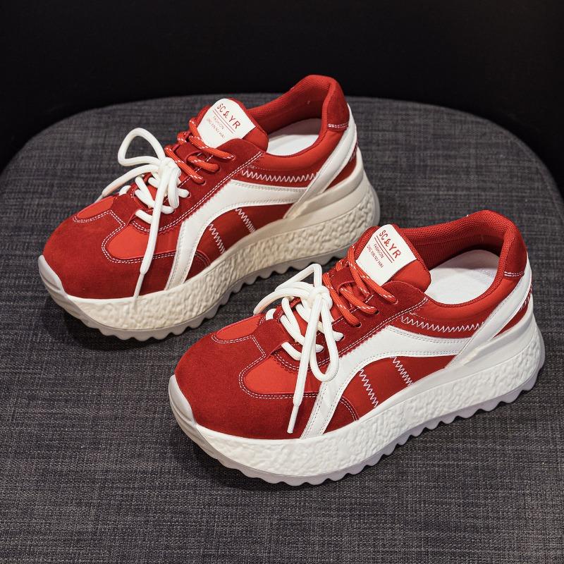 Novos Sapatos Casuais Esportivos Dad de Sola Grossa para Mulheres com Aumento de Altura da Palmilha