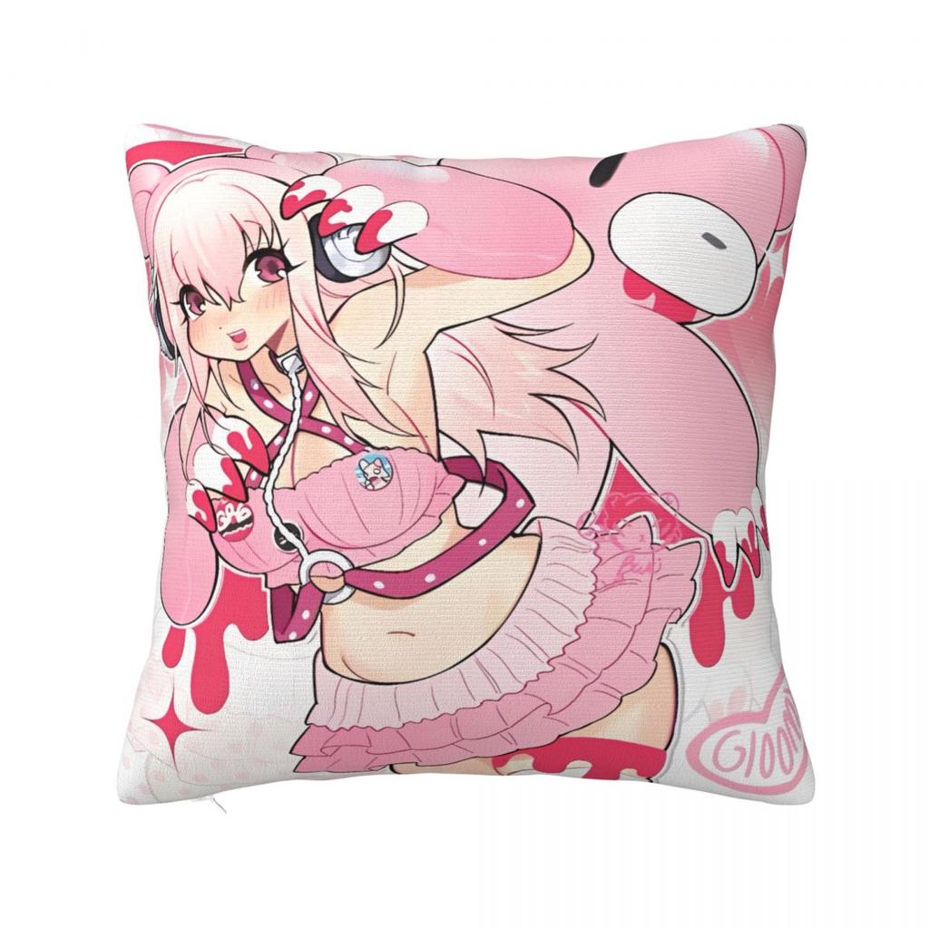 Pillow Cover Japanese Anime Super Sonico Custom Cushion Cover Morden Pillow Case For Sofa Bedroom Home Decor Pillowcases