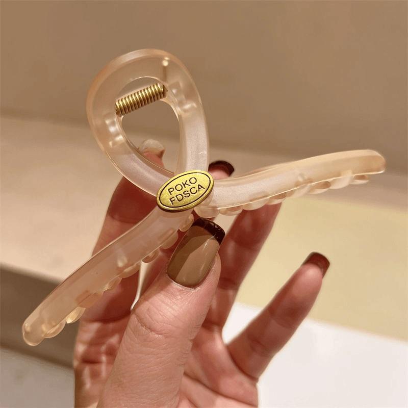 Korean Simple Coffee Large Hair Claw French Elegant Shark Clip Women Bun Hair Accessories