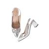 Shoetopia Rhinstone Buckle Pointed Toe Stylish Silver Pumps For Women & Girls /Eu37
