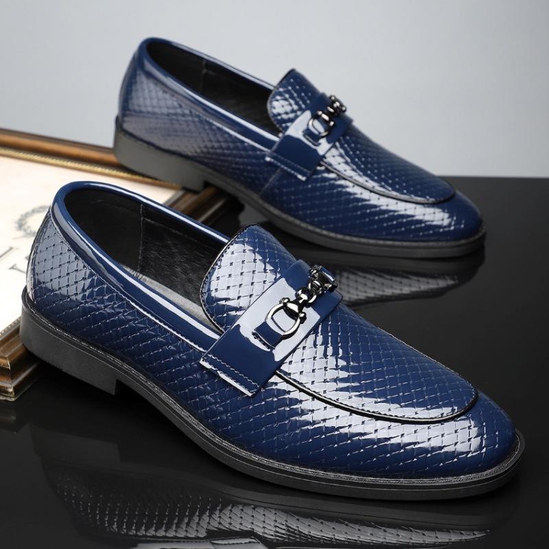 

Британский тренд Мужские белые синие коричневые черные лакированные туфли металлические слипоны лоферы свадебное платье выпускной вечер формальная обувь 39