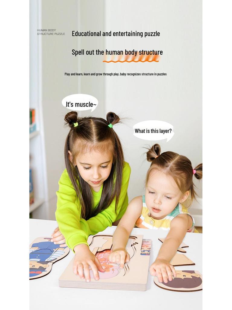 Montessori Menschlicher Körper Puzzlebrett – Pädagogisches Holzspielzeug für Kinder
