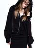 Rssc Denim Strap Crop Hood Zipup - Black