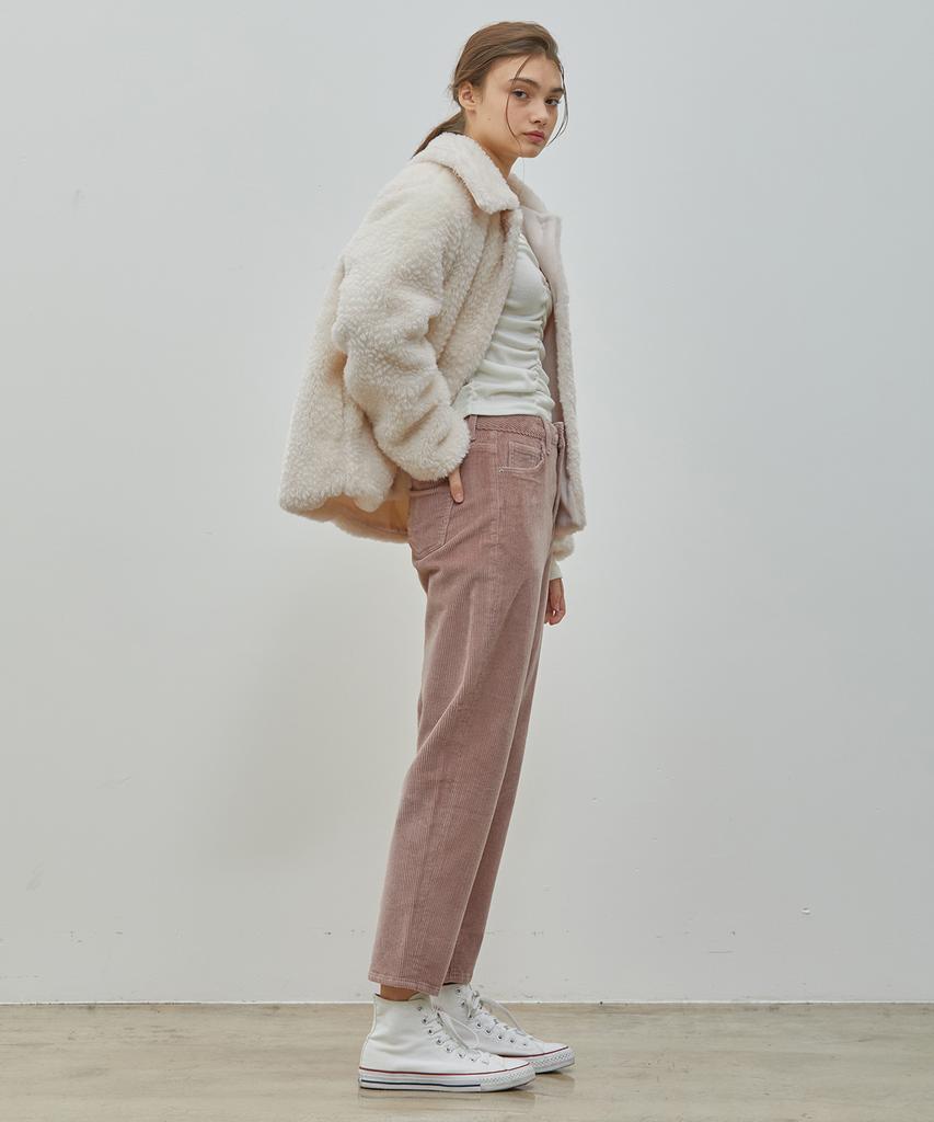 RYUL+WAI High-Waisted Corduroy Crop Pants Pink