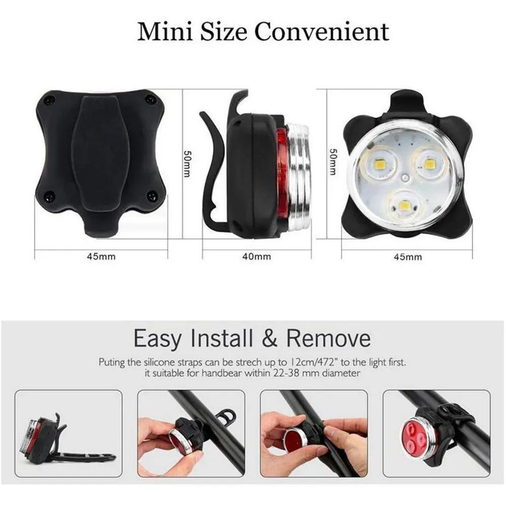 LED Bicycle Front Rear Light USB Rechargeable Portable Clip Taillight for MTB Road Bike Night Safety Riding Cycling Accessories2