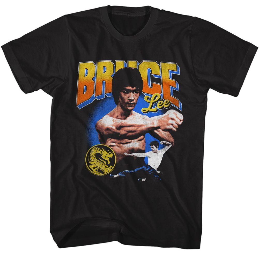 Bruce Lee Gradient Text Black T-Shirt Mens Womens Tees Top XL