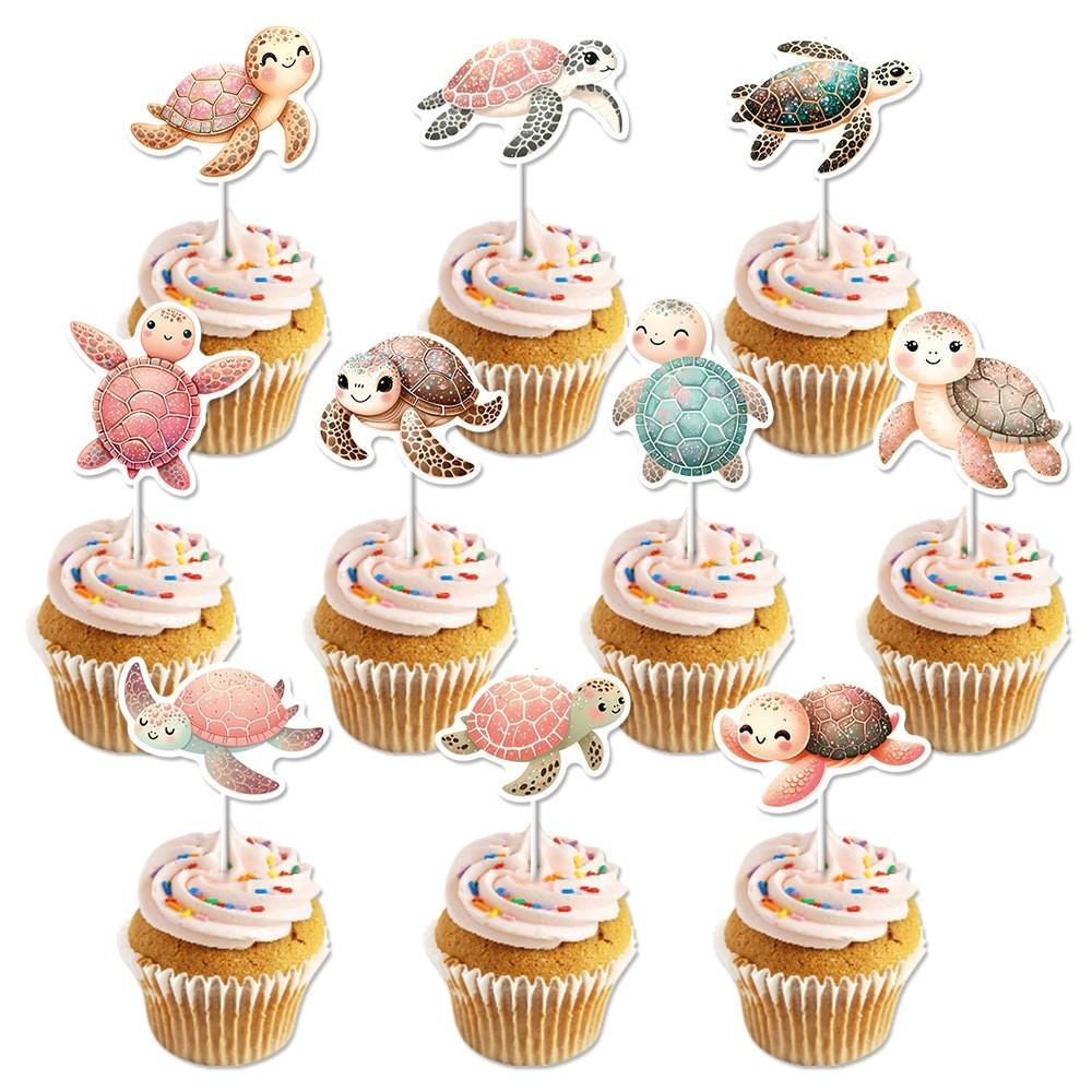 Turtle Birthday Cartoon Cake Embellishments With Paper Inserts Celebrations For