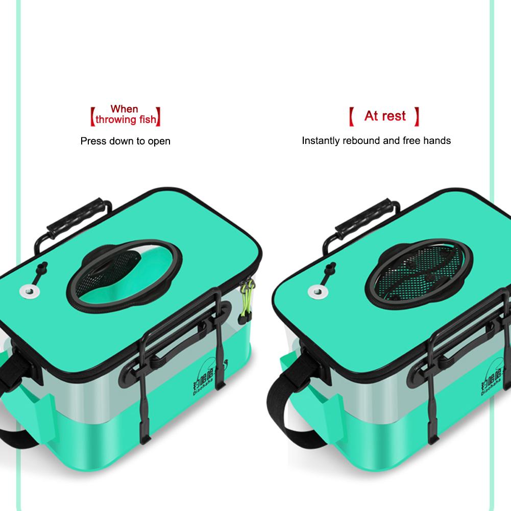17/22/27L Live Fish Container Multi-Functional Foldable Live Fish Bait Bucket with Breathable Mesh for Outdoor Camping/Fishing