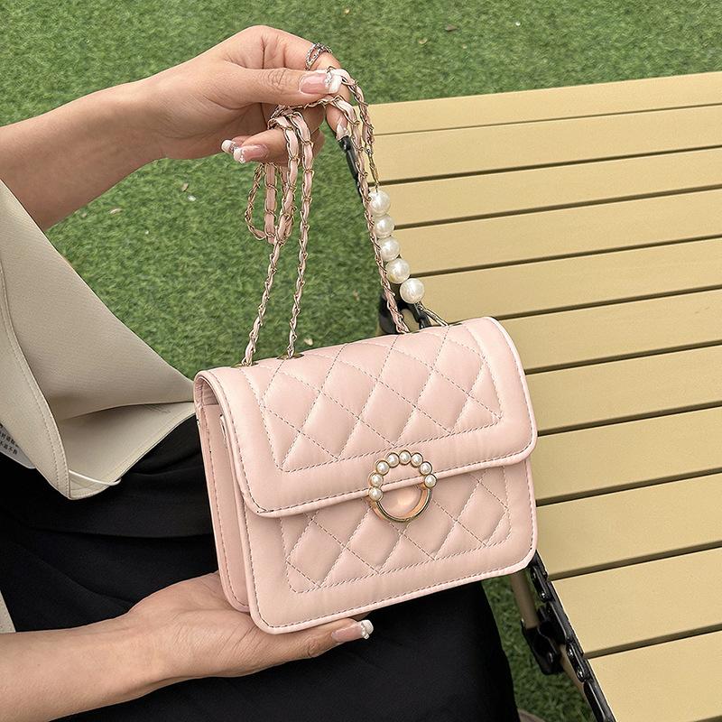 

Маленькая сумка 2024 года, новая модная сумка через плечо с простой повседневным рисунком и цепочкой из бриллиантов, маленькая квадратная сумка через плечо