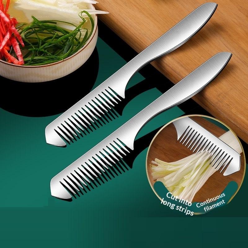 Stainless Steel Green Onion Shredder, Vegetable Slicer With Comfort Grip Multi-Functional Kitchen Tool For Onion, Carrot, Potato