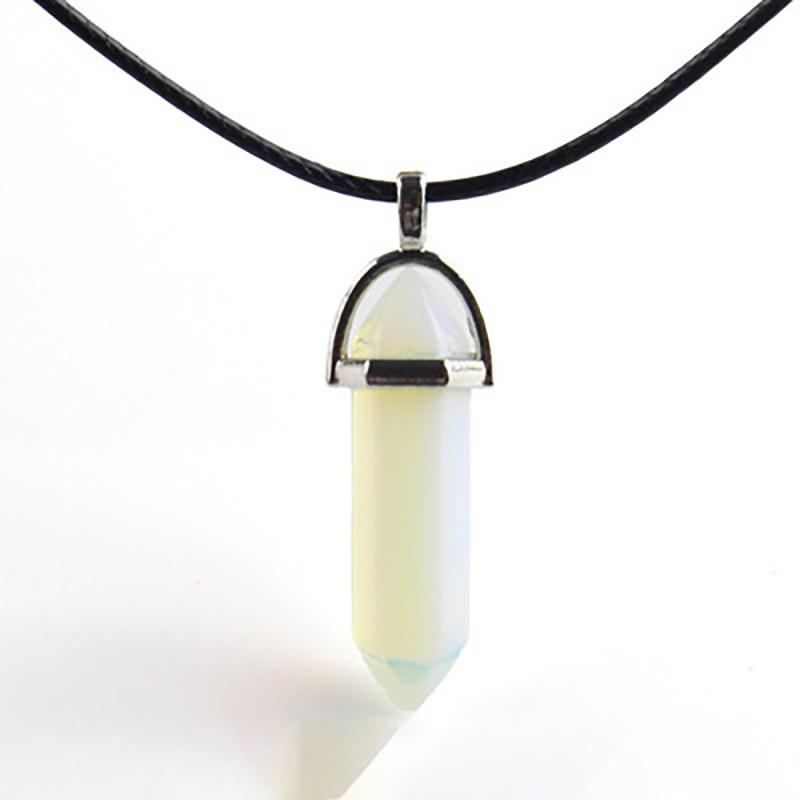 Stunning Hexagonal Column Pendant Necklace With Natural Quartz Crystal For Chakra Healing