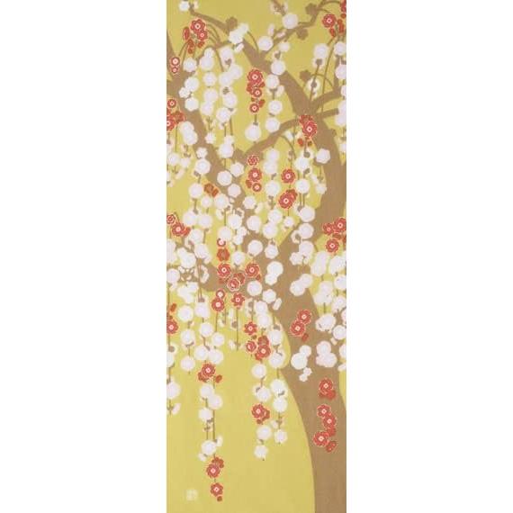 Sen no Anbo Tenugui "Shidare Ume Spring Colors" Hand-dyed 100% Cotton Tokuoka Made in Japan 35cm x 100cm