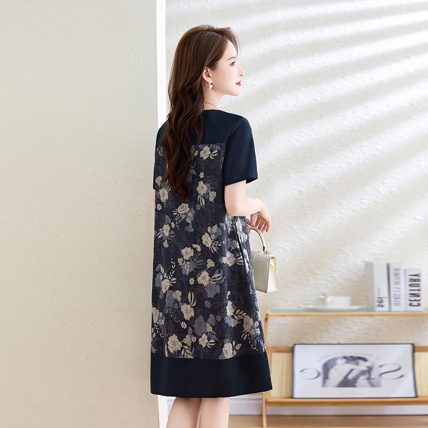 Cotton and Linen Dress Women's Summer New Small Temperament Loose Belly and Thin Casual Skirt