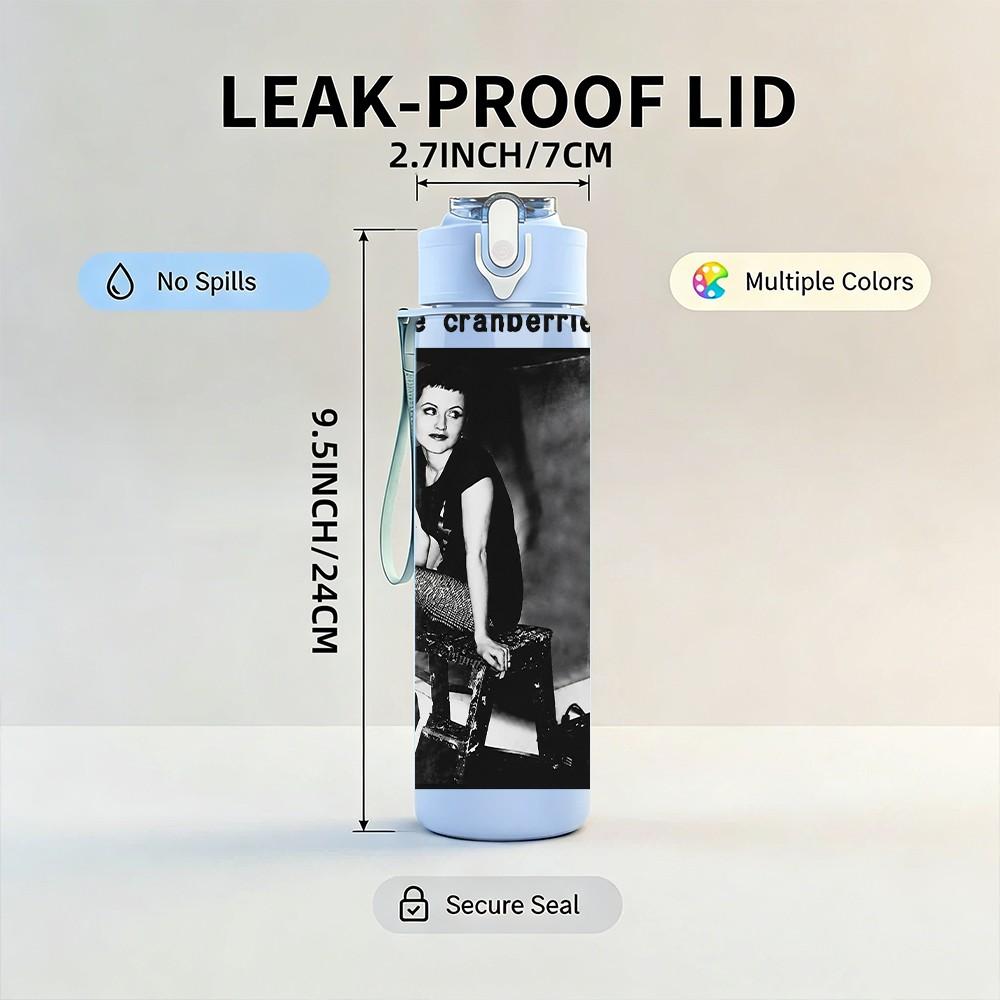 1PC Black Male Portrait A 750ml Sports Water Bottle Leakproof Straw Lid Outdoor Office Home