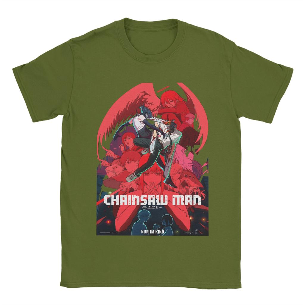 Anime Chainsaw Man T Shirt Kobeni Manga Denji Power Reze TShirts Short Sleeves Vintage Tops Summer Cotton Plus Size 5XL Clothes
