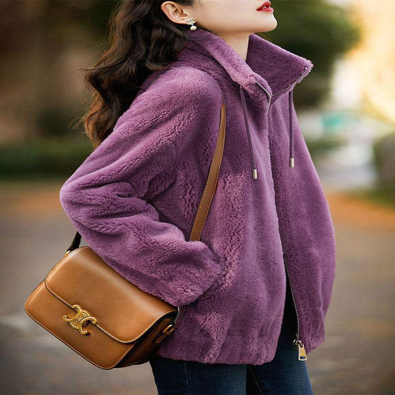 Women's Double-Sided Coral Fleece Jacket - Thick, Fleece-Lined Cardigan for Autumn/Winter