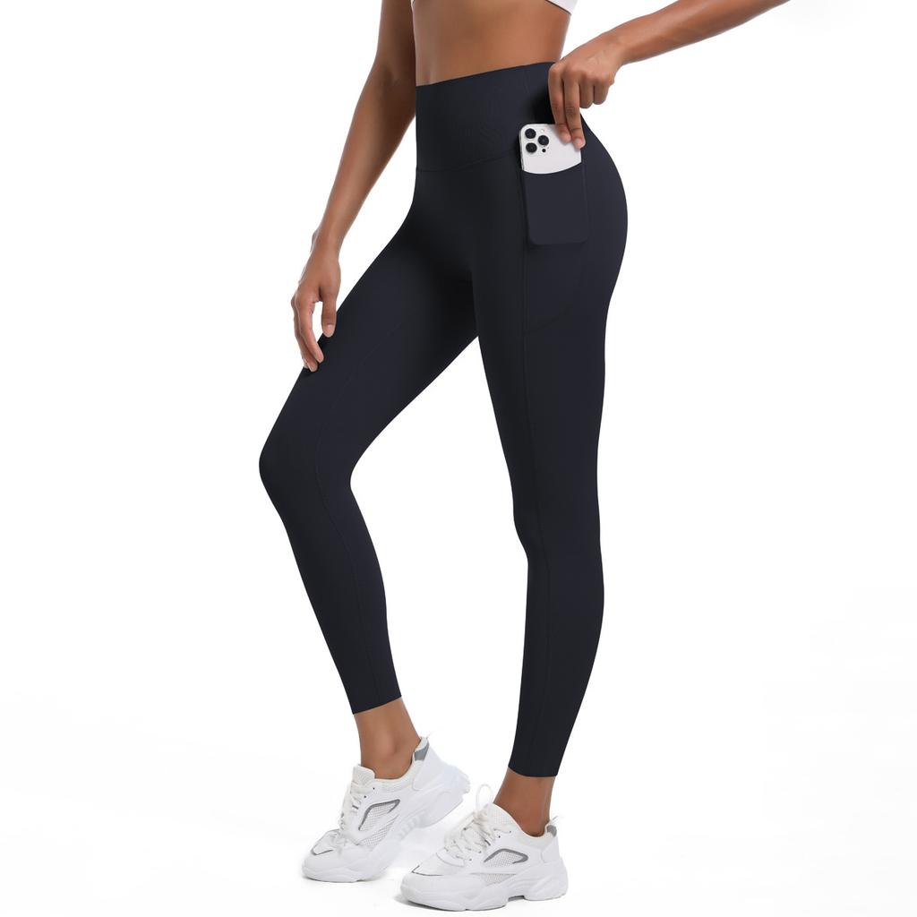 High-intensity Tight Yoga Pants Non-marking High-waisted Tummy-tucking Sports Pants High Elastic Side Pockets Quick-drying Fitness Pants