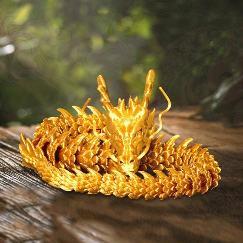 30CM 90cm 3D Printed Conjoined Dragon Ornaments Joints Can Move Creative Dragon Plants Rockery Fish Tank Landscaping Decoration