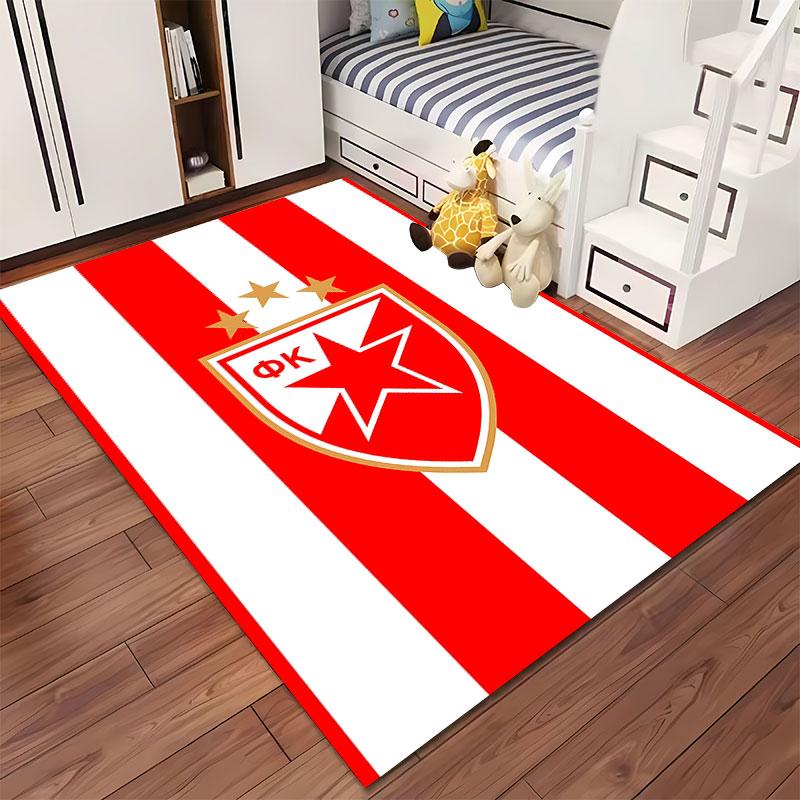 Red and White Striped Star Carpet suitable as a non-slip mat for the living room or bedroom sofa