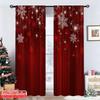Set Of 2 Flat Printing Christmas Hot Party Curtains Red Snowflakes Festive Digital Printed Polyester Drapes Curtain Made