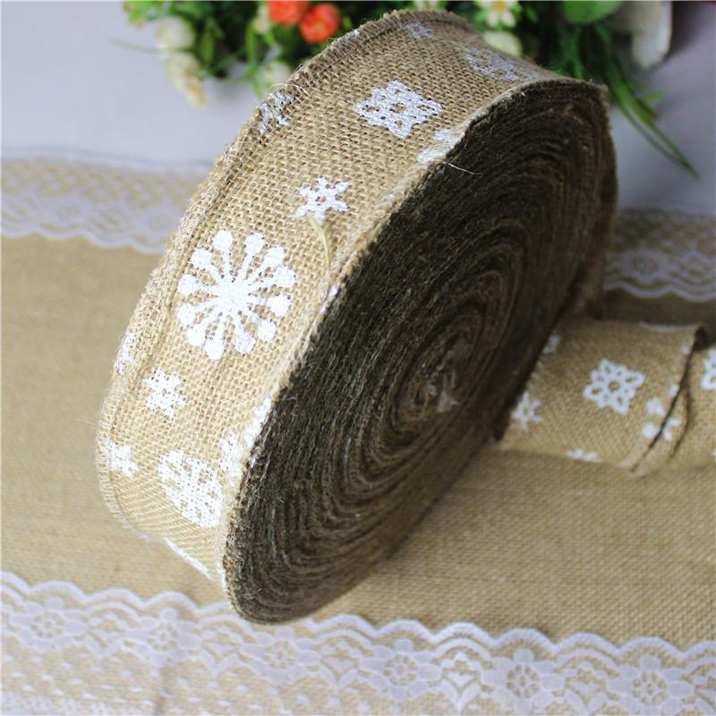 6cm Wide Decorative Snowflake Natural Burlap Christmas Ribbon For Charming Holiday Touches